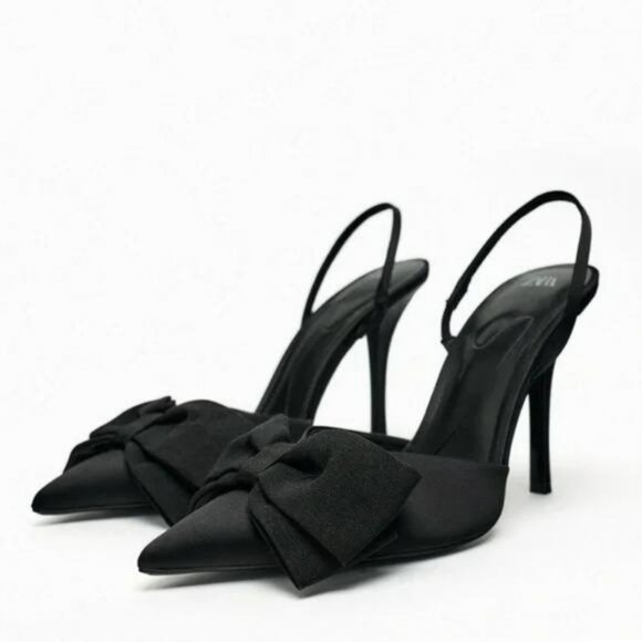 ZARA BOW TRIM HEELED SHOES - Picture 2 of 10